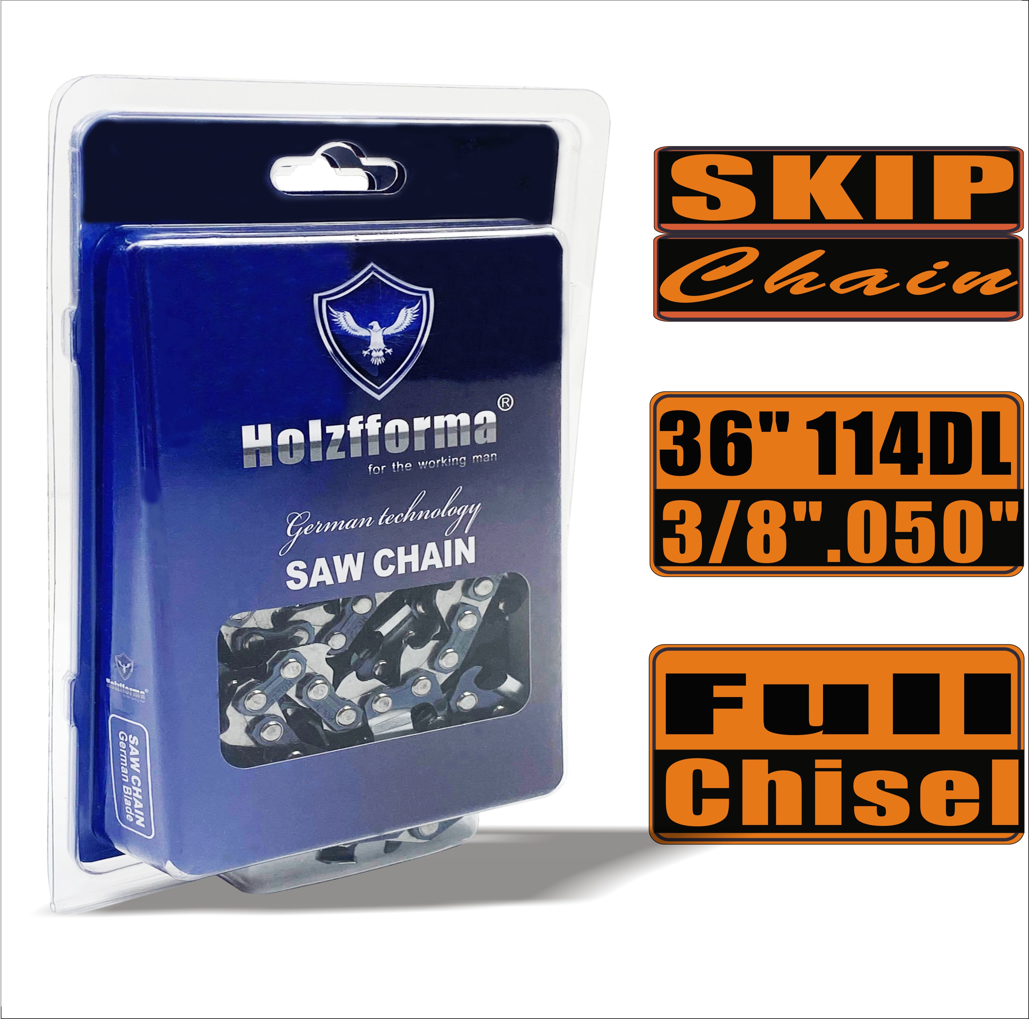 HolzFFORMA® SKIP Chain Full Chisel 3/8 '' 0.050 '' 36 inches 114dl chains for Chain Saw high -quality German blades and links