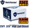 HolzFFORMA® 25FT Roll Full Chisel with a step of 0.325 inches and a caliber of 0.058 inches for Stihl Dolmar Echo McCulloch Homelite Jindaiwa Makita Efco Oleo Mac Oleo Mac Oregon Carlton Carlton Chan Saw with 10 pcs. appropriate connecting links and 6 boxes