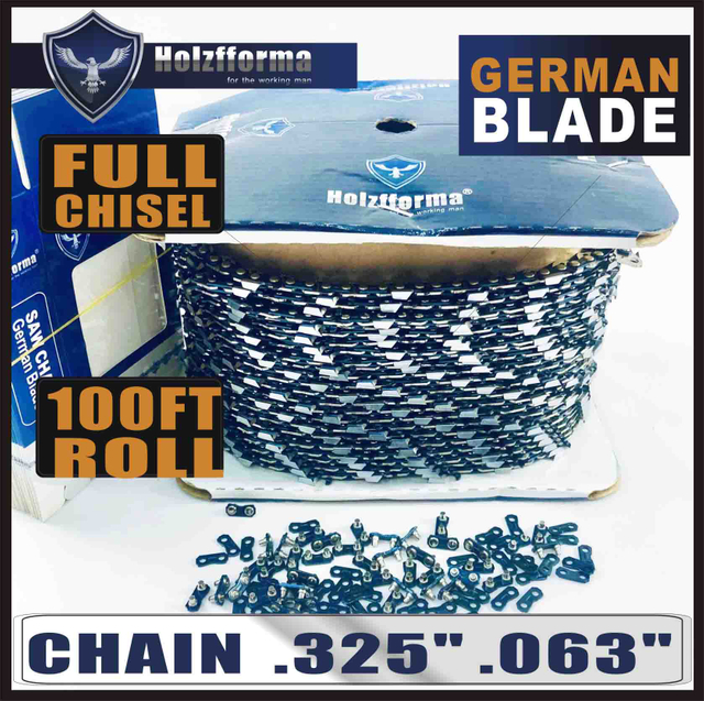 HolzFFORMA® 100FT ROLL .325 '.063' 'Full -toothed saw chain with 40 sets of coordinated connecting links and 25 boxes