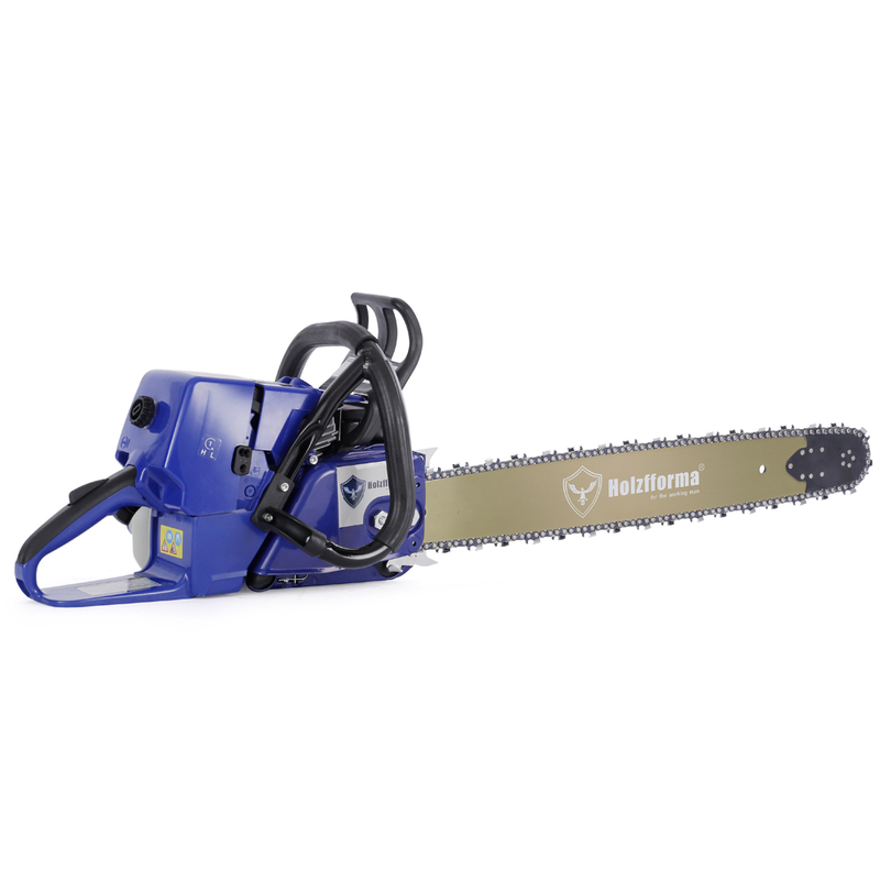 76.5 cubic cubic cm Holzfforma® Blue Thunder G466 gasoline Chain Saw steering wheel with a full clash with a tire of 18 ', 45 cm. 