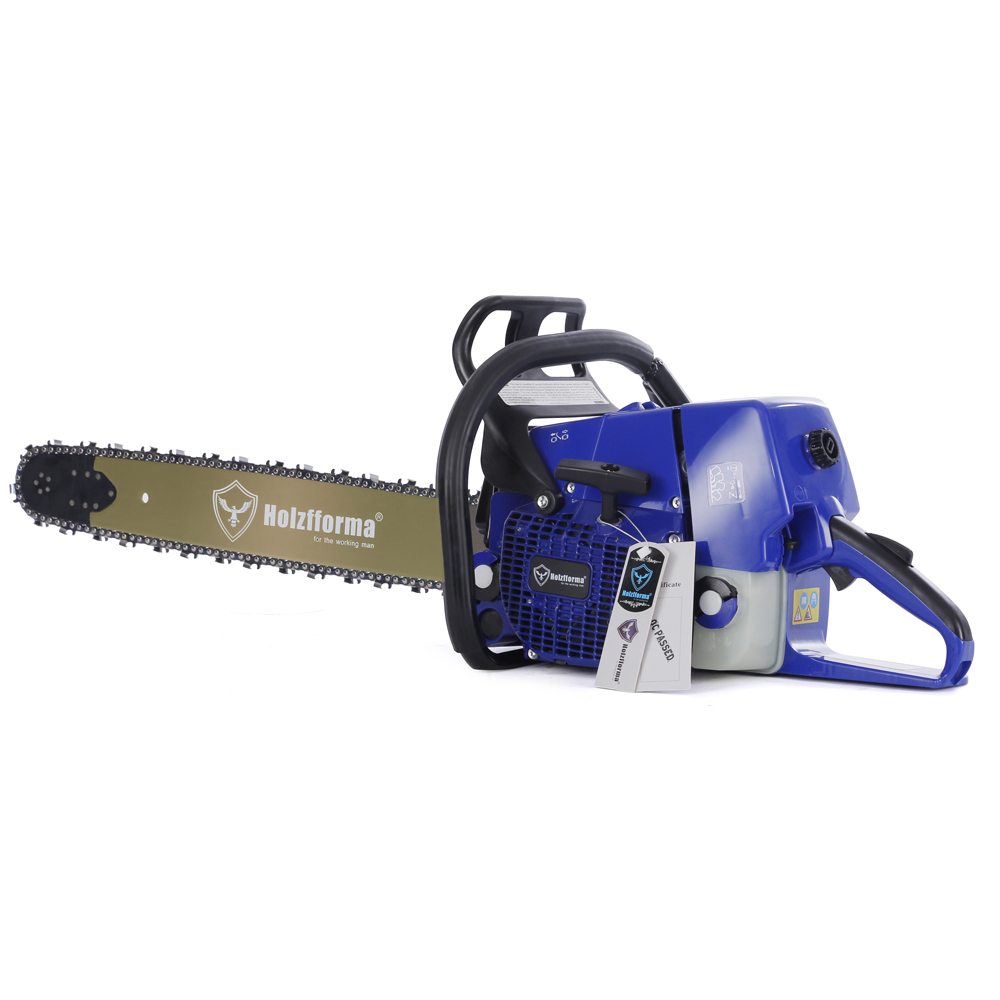 76.5 cubic cubic cm Holzfforma® Blue Thunder G466 gasoline Chain Saw steering wheel with a full clash with a tire of 18 ', 45 cm. 