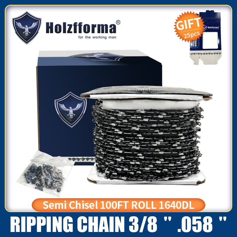 HolzFFORMA® 100F ROLL 3/8 '.058' 'Semi Chisel Ripping Chain with 40 sets of suitable connecting links and 25 boxes