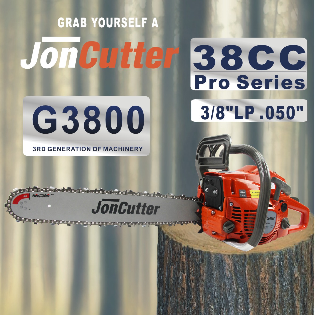 38CC JONCUTTER HOME USE gasoline chain saw Power Head without a saw chain and guide tire